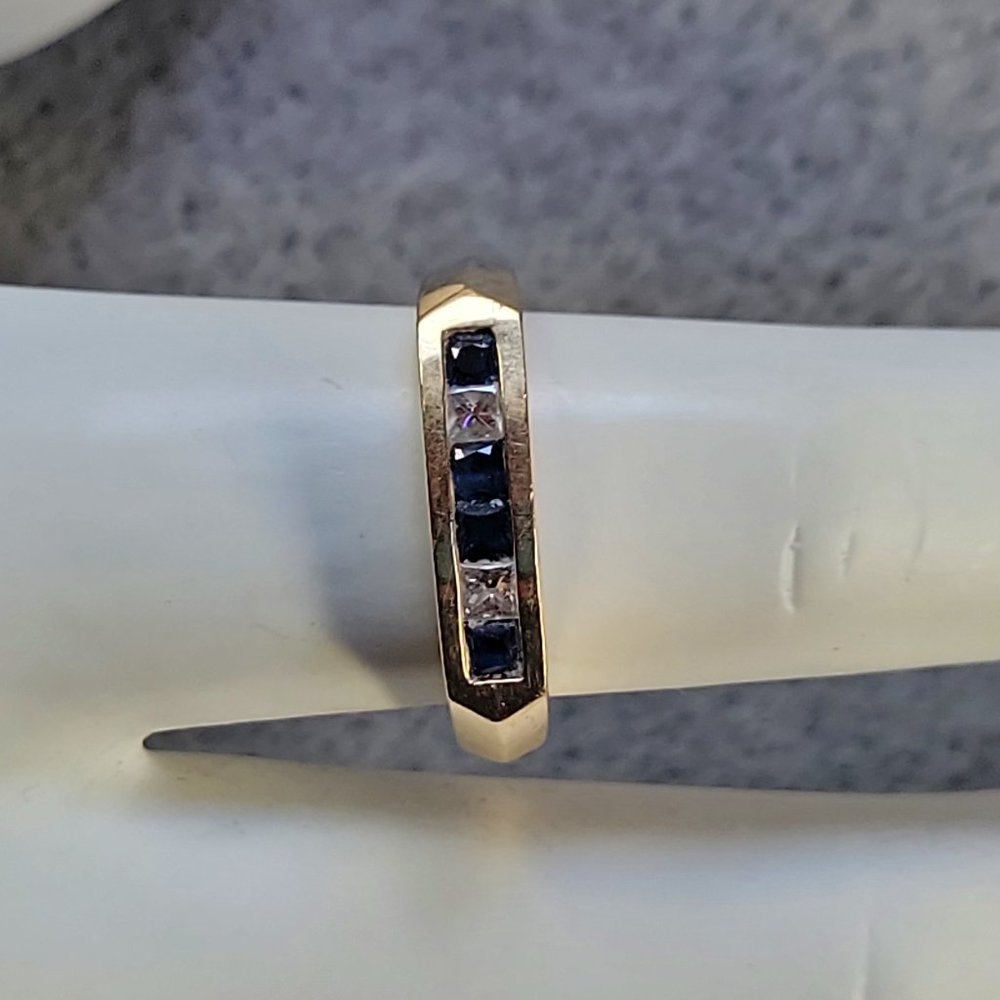 14K Gold Blue Sapphire and Diamond Ring - Picture 8 of 8
